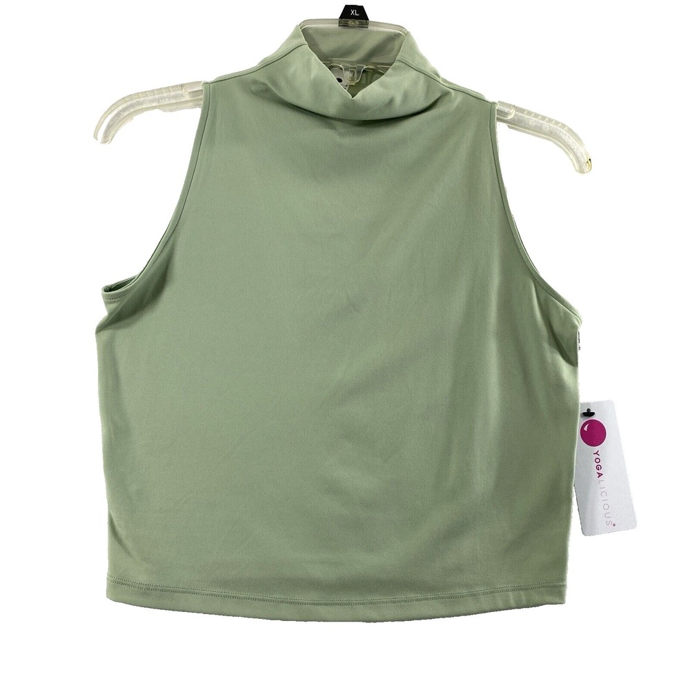 Yogalicious Crop Top Womens Medium Green Zenly Evelyn Mock Neck Athletic
